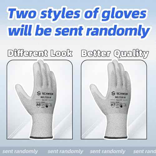 Schwer 6 Pairs ANSI A6 Cut Resistant Gloves CR7120 Cut Proof Work Gloves, Touchscreen, for Men and Women Used for Woodworking, Glass Cutting, Construction, Cargo Handling, Car Repair, L