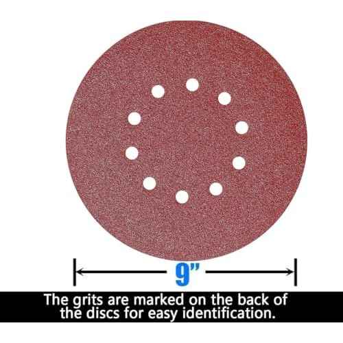 10 Pack 9-Inch 10 Hole 40 Grit Drywall Sandpaper -9" Aluminum Oxide Hook-and-Loop Sanding Disc for ?Drywall Sander Wood Furniture Finishing¡¦