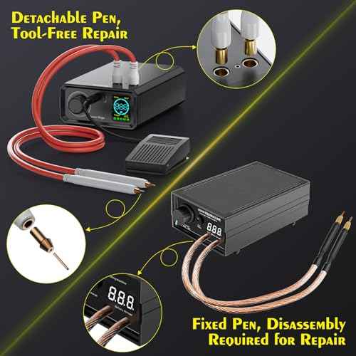 9000W Battery Spot Welder, Rotary Knob Operation 100 Gears Adjustable Foot Pedal Operated, 0.1-0.3mm Spot Welder with Dual Pulse Output, Portable Spot Welder for Making DIY Battery Packs (UK1)