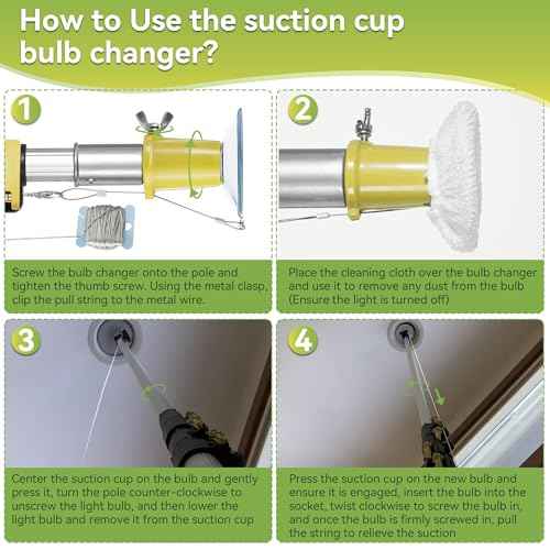 Dreyoo Light Bulb Changer Set with 3 to 12 ft Telescopic Extension Pole, Cage and Suction Cup Light Bulb Changer for High Ceilings and Recessed Lights, Ceiling Lightbulb Removal Tool, Yellow