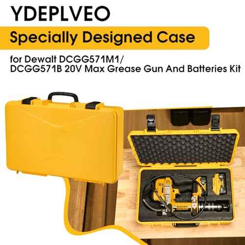 Hard Shell Case for Dewalt DCGG571M1/ DCGG571B 20V Max Grease Gun kit | High-Density Protective Foam | Portable Organizer Travel Carrying Storage Bag for Batteries Accessories with Handle | CASE ONLY