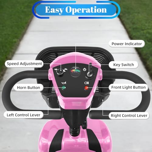 30-60 Miles Ecomobi MS02 Long Range 4 Wheels Electric Mobility Scooter for Adults/Seniors, 350W E-Wheelchair Device w/25Ah Extended Battery, Dual Baskets Compact Mobile for Travel(FSA Eligible)