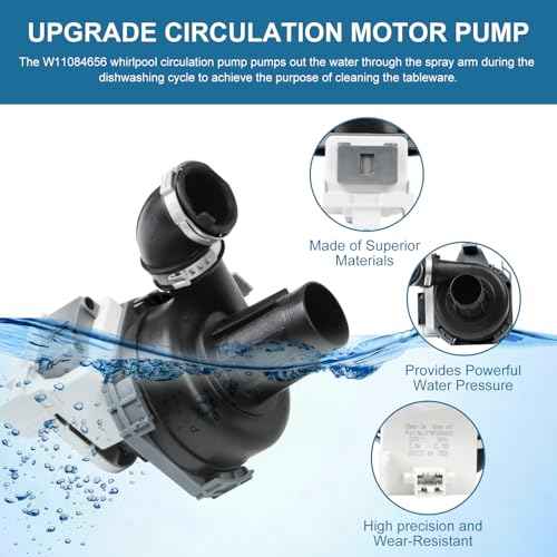 Upgraded W11084656 Dishwasher Circulation Pump W10854710 for Whirlpool Kenmore Kitchenaid WDT730PAHZ0 WDT750SAHZ0 WDTA50SAHZ0 Dishwasher Pump Motor Assembly Replacement Part W11612327 W10805387
