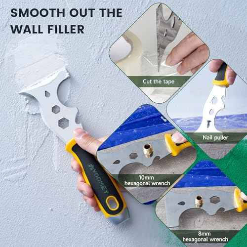 Voomey 12-In-1 Paint Scraper Tool, Multifunctional Putty Knife, Spackle Knife, Carbide Metal Scraper Used for Cleaning Paint Rollers, Removing Wall Cracks
