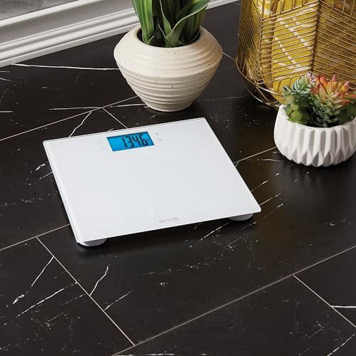 Taylor Digital Body Composition Scale w/Cal-Max, Bathroom Scale for Body Weight, Measures Body Fat, Body Water, & Muscle Mass Percentages, 4 User Recognition, FSA HSA Eligible, 400 lb Capacity, White