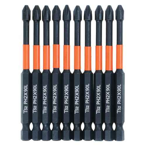 10PCS Phillips Bits #2 High Torque Impact Driver Bits Magnetic 2 Phillips Bits 3-1/2 Inch Long PH2 Bits TS2 Steel Phillips Head Drill Bits Phillips Screwdriver Bits 1/4 Hex Shank Screw Bits