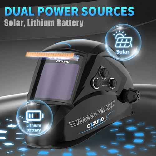 AZZUNO Welding Helmet Auto Darkening, True Color Large Viewing 3.94"¡¿3.82", Solar Powered Welding Hood Mask with Wide Shade 4/5-9/9-13 for TIG/MIG/Stick Weld/Cut/Grind