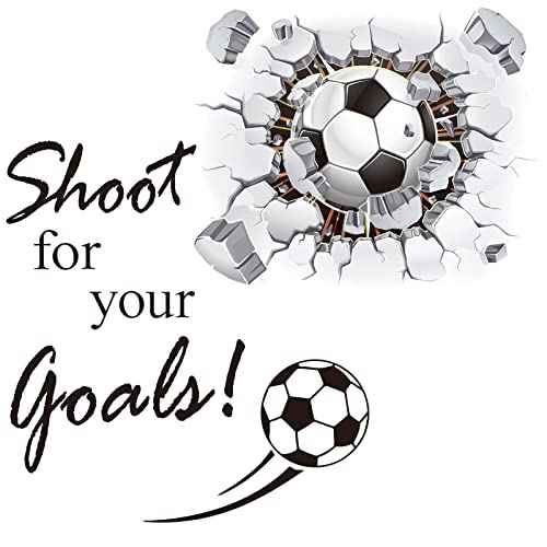 Soccer Wall Decal 3D Soccer Wall Decor Stickers for Room Decor Football Stuff Shoot for Your Goals Football Sticker for Kid Boy Bedroom Art Decoration
