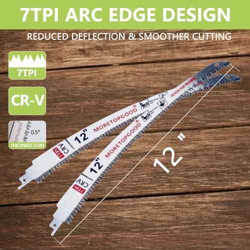 12¡± Arc Edge Reciprocating Saw Blade, 7TPI Japanese Teeth with Curved Edge Wood Pruning Saw Blades for Tree Trimming, Wood Cutting (3 Pack)