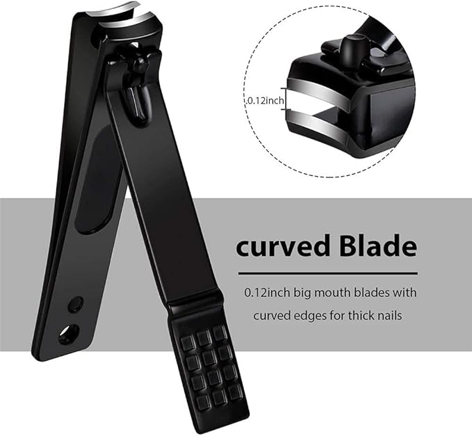 Nail Clippers Set, Sharp Stainless Steel Fingernail Clipper & Toenail Clippers, Black Nail Cutter, Large and Small 2 Piece Set.