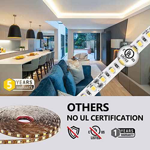 EMITEVER LED Strip Lights Neutral White, 4000K 24V LED Tape Light 32.8FT UL Listed, Ra 95+, IP30, 2.9W/ft, 240+Lumens/ft, 1200LEDS/Spool (Power Supply Sold Separately)