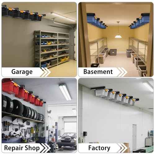 Heavy Duty Ceiling Storage Rack,Overhead Garage Storage Rack,Powder Coated Tote Storage Racks for Garages, Sheds, Storerooms (6 PCS, for 5 Bins)