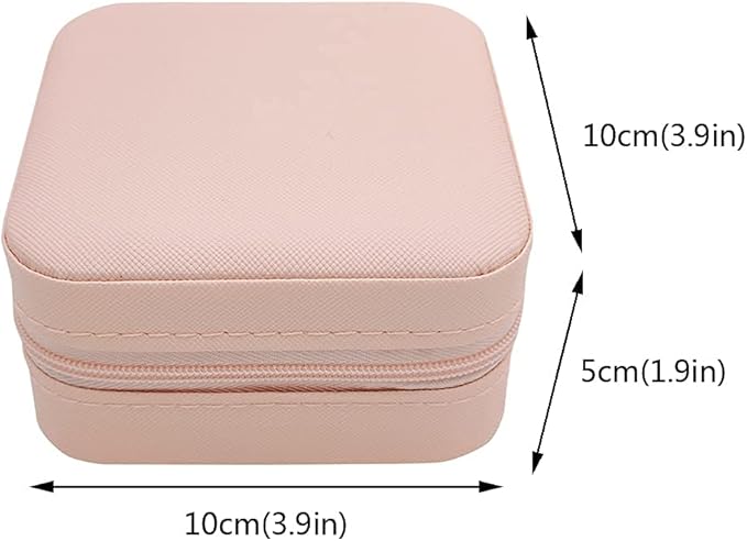 Mini Jewelry Travel Case, Small Portable Jewellry Organizer Box Portable Display Storage Box for Rings Earrings Necklaces, Gifts for Girl, Women, Wedding, Birthday, Mom, Mother's Day (Pink)