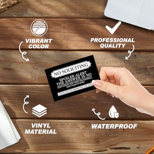 No Soliciting Vinyl Stickers Pack with Humorous and Direct Messages for Front Door Or Apartment Easy to Apply Weatherproof 6Pcs Set Wall Decoration Hat Hard Phone