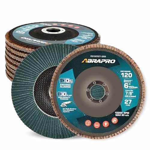 10 Pack, 6" x 7/8" Flap Discs, Arbor Size 7/8-inch, T27 Industrial Zirconia Abrasive Grinding Wheel for Metal, Wood, Stainless Steel Finishing, 120 Grit