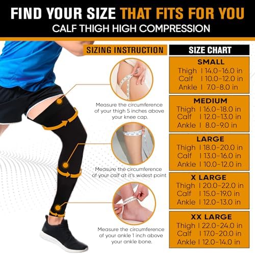 Doc Miller Thigh High Calf Sleeves Compression Hose 20-30 mmHg Opaque Stockings