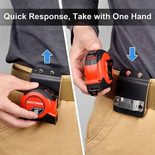 2 Pack TapeCatcher, Tape Measure Holder for Belt, Low-Profile Tape Measure Belt Clip, Fits up to 2" Tool Belt, Tape Accessories