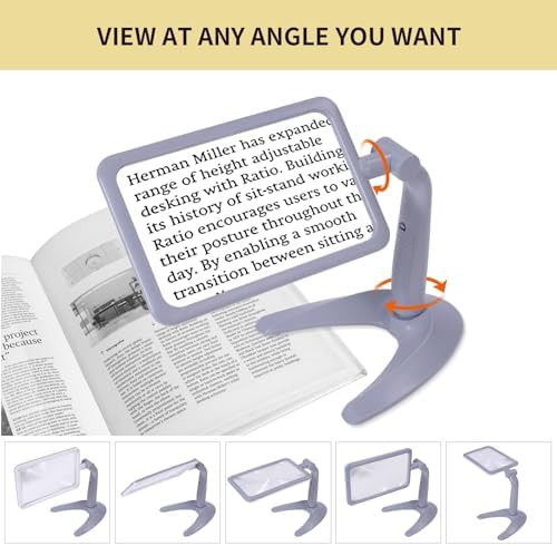 2.5X Magnifying Glass with Light and Stand, Full-Page Desktop Handheld Magnifying Glass with 48 Light for Reading Books Close Work, Powered by USB or Battery