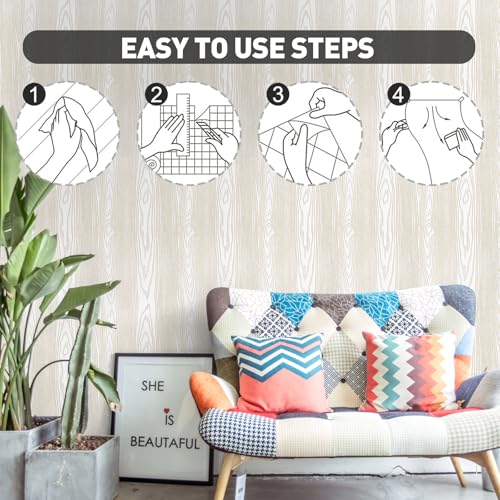 Thick Gold and White Wood Contact Paper Peel and Stick Wallpaper, Wood Grain Wallpaper for Countertops Cabinets, Waterproof Self Adhesive Removable Textured Vinyl Roll 15.7"x78"