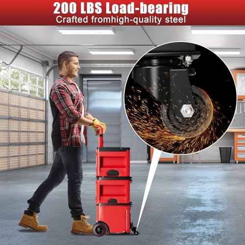 Steel Construction Front Wheels, Packout Caster Wheel kit fit for Milwaukee Packout Rolling Tool Box- Accessories for Packout Toolbox, 200 Lbs Capacity