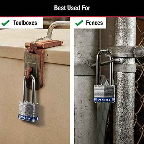 Master Lock Silver Outdoor Keyed-Alike Padlocks with Keys, Extra Long Shackle Lock for Gate, Fence, Shed, or Other Equipment, 3 Pack, 1TRILJ