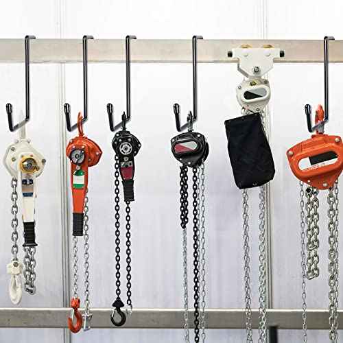 Heavy Duty 8 Pack Vinyl Coated Hooks for Hanging and Organizing, Large Ladder Hooks, Garage Bike and Tool Hanger, Black