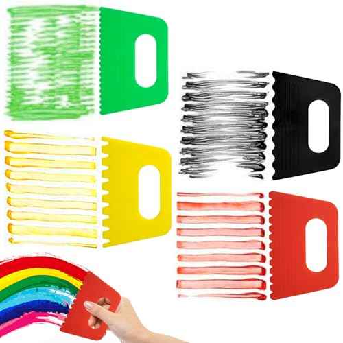 8pcs Paint Scraper Kits, 4 Styles Plastic Scraping Tools for Oil Painting, Reusable Texture Art Painting Supplies for Drawing, DIY Crafting - 4 Colors