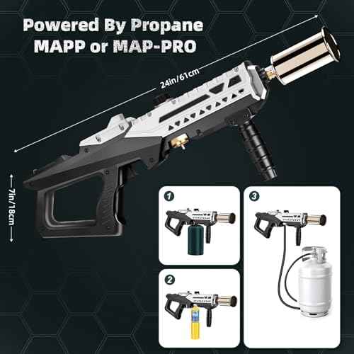 Propane Torch - Powerful Grill & Cooking Torch Gun - Adjustable Flamethrower - Culinary Blow Torch for Sous Vide, BBQ, Campfire, Charcoal Wood (Tank Not Included)