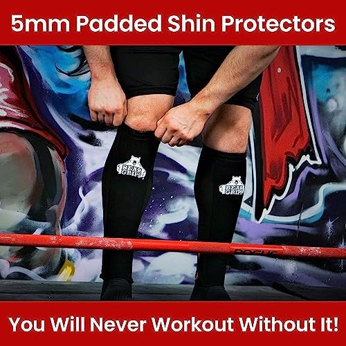 Bear Grips Deadlift Shin Guards - Breathable Gym Equipment Rope Climbing Shin Guard for Men and Women - Injury Prevention Calf Support Shin Guard Sleeves for Ultimate Shin Protection