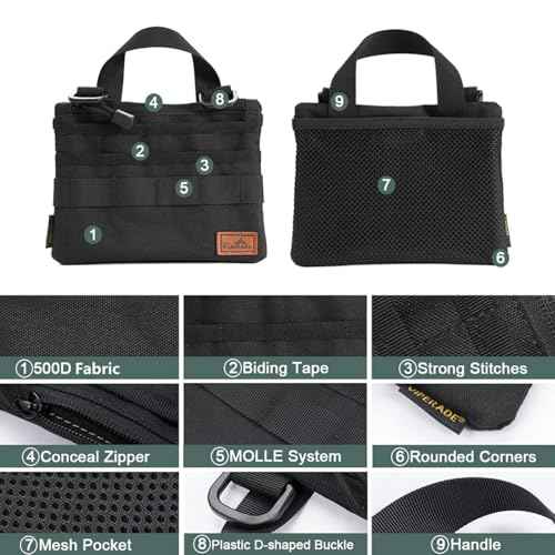 VIPERADE VE5 Slim EDC Pouch with 7 Pockets, Mens Pocket Organizer Multitool Pouch, Mini Crossbody Messenger Bag (No Strap)