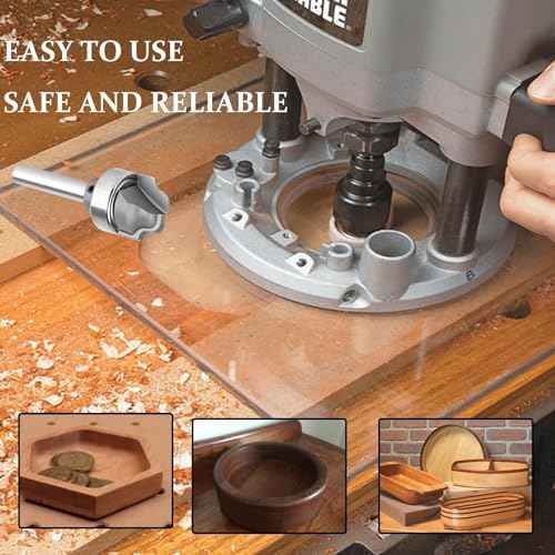 SpeTool Juice Groove Router Bits with Bearing 1/8" Radius 1/4" Shank, Bowl and Tray Router Bit for Crafting Drainage Grooves, Decorative Edges and Custom Woodworking Projects