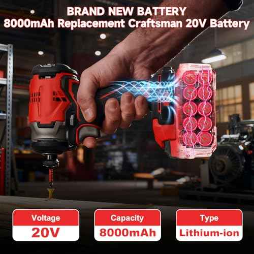 2Pack 8000mAh 20 Volt Batteries Replacement for Craftsman 20V Lithium Battery Compatible with CMCB205 CMCB204 CMCB206 CMCB202 CMCB201 Craftsman 20V MAX Cordless Power Tool
