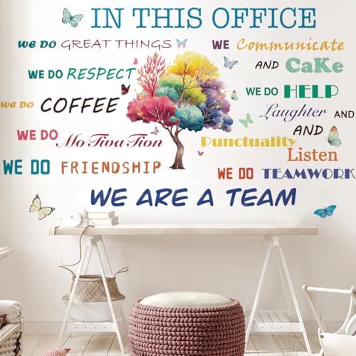 Runtoo Office Inspirational Quotes Wall Art Decals for Work Positive Sayings Peel and Stick Tree Wall Stickers Motivational Teamwork Company Decor