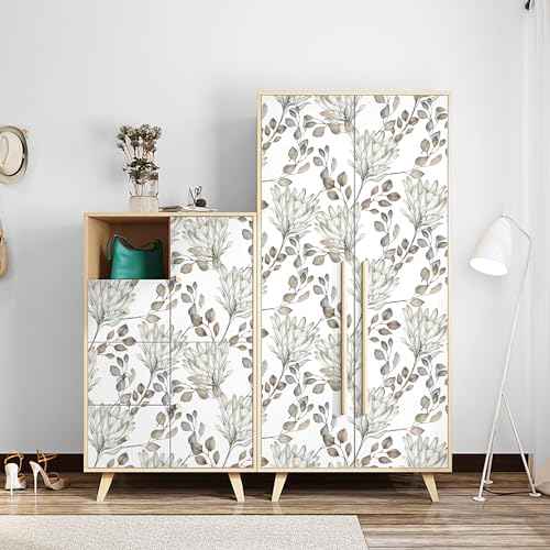 CiCiwind Floral Wallpaper Peel and Stick Wallpaper for Bedroom Bathroom Boho Leaf Contact Paper Textured Self Adhesive Removable Botanical Eucalyptus Vinyl Wall Paper 17.3" ¡¿ 197"