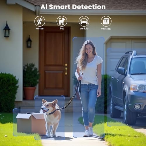 300¡Æ Pan Wireless Outdoor Security Camera, No Subscription Free 7-Day Cloud/SD, AI Detection, Magnetic Mount, Battery Powered, 2.4G WiFi, 2K, Night Vision, 360¡Æ View, 2-Way Talk, Home Security, IP65