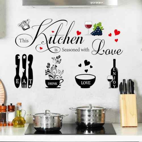 Kitchen Wall Decals Wall Arts Stickers Dining Room Rules Decal Decor Kitchen Utensil Vinyl Home Decor forOffice School Coffee Shop Wall Decor (Other)