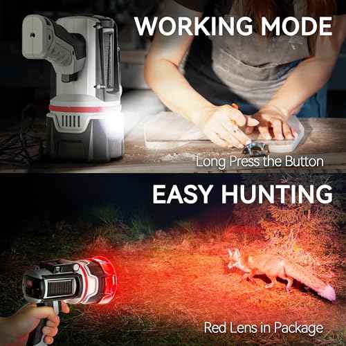 Rechargeable Spotlight Flashlight, Super Bright 200000 Lumen Long Lasting Handheld Spot Light LED Spotlight for Hunting Boating Camping