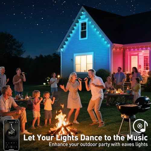 150FT Permanent Outdoor Lights Waterproof, Smart RGB Eaves Lights with App/Remote Control, DIY Scene Modes, LED Outdoor Lighting for Christmas Holidays Daily Party House Roof Lighting