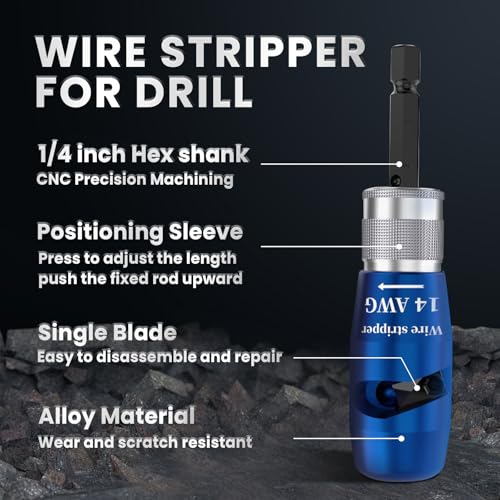 Wire Stripper for Drill, 6/8/10/12/14AWG Wire Twister Tool for Drill, Wire Stripping and Twisting Tool Kit, 25 PCS Wire Nuts, Electric Drill Wire Stripper for Quick & Efficient Use