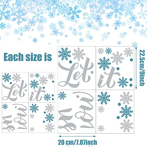84 Pieces Christmas Wall Decals Snowflakes Wall Stickers Let It Snow Window Stickers for Home Decor Wall Art Window Bedroom Party Supplies