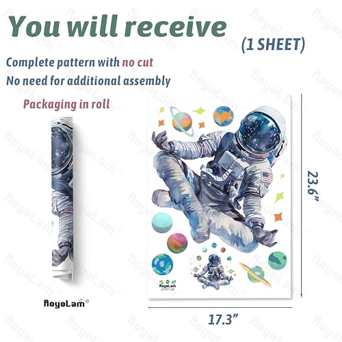 Yoga Astronaut and Planet Star Wall Decals Nursery Preschool Large Wall Stickers for Kid Baby Boy Removable Peel and Stick Waterproof Wall Art Decor Stickers for Living Room Bedroom Playroom