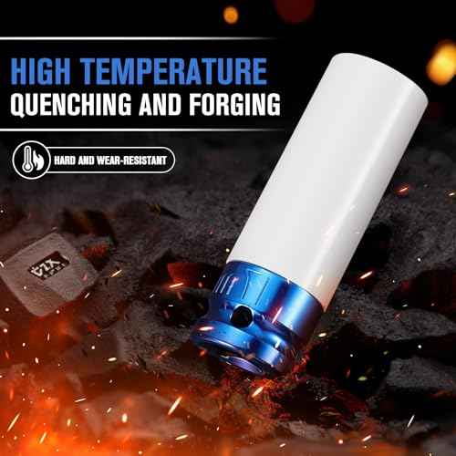 1/2" Drive Wheel Protector Impact Socket, Metric Impact Socket Tool Set, Lug Nut Impacts Socket Set-17mm, 19mm, 21mm, 22mm, 23mm, 24mm, 27mm Non-Marring Thin Wall Wheel Nut Socket
