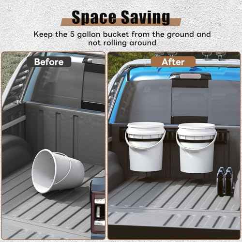 lesolar 5 Gallon Bucket Holder for E Track, Heavy Duty Wall Mounted Bucket Hanger E Track Accessories, Metal Water Buckets Organizer for Enclosed Trailer, Workshop and Garage