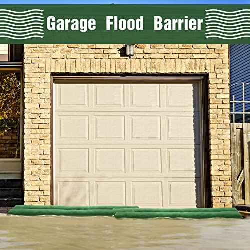 Threan 4 Pcs Long Canvas Sandbags for Flooding Sand Tube Bags Flood Protection Thickened Reusable Rain Wind Flood Barrier with Elastic Band Water Barrier Tube for Door Rain Control, Green (11 ft)