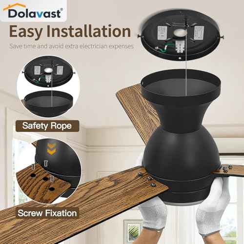 Ceiling Fans with Lights and Remote, 42 Inch Ceiling Fan with Light, Low Profile, Reversible, Dimmable LED, Flush Mount, Quiet, DC Motor, Black Ceiling Fan for Bedroom, Kitchen, Dining Room