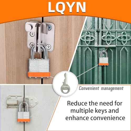 Padlocks with Same Key, LQYN 12 Pcs Laminated Keyed Padlock (1-9/16", 40mm), Keyed Alike Locks, Normal Shackle, for Storage Locker, Hasp Latch, Toolbox, Sheds