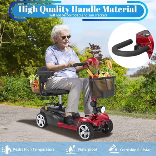 15-45 Miles Ecomobi MS02 4 Wheels Mobility Scooter for Adults/Seniors, 350W Powered Electric Wheelchair Device w/15Ah-25Ah Extended Battery, Dual Baskets/Rotating Seat, Compact Duty Mobile for Elderly