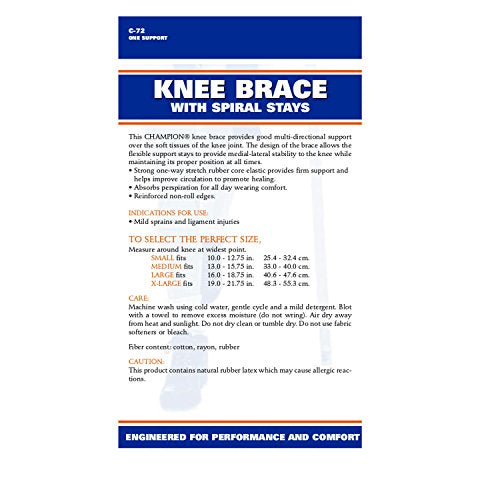 CHAMPION Knee Brace Flexible Stays Knit Elastic, White, X-Large