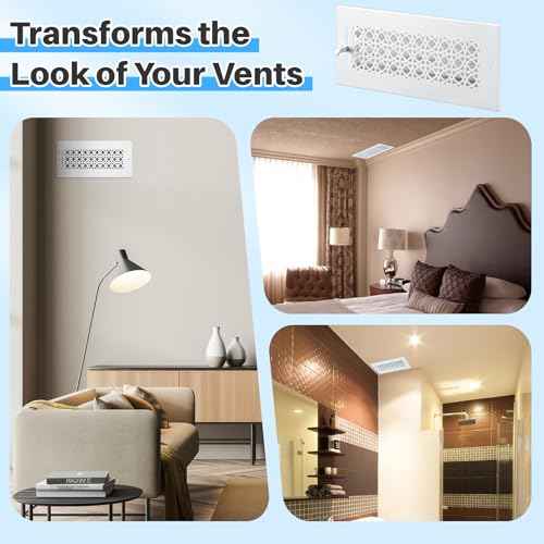 6 Pcs Metal 10 x 4 Inch (Interior Size) White Vent Cover Ceiling Register Decorative 3 Way Air Sidewall Ceiling Wall Vent Covers, Duct Air Cover, Grille Register for Home, Office
