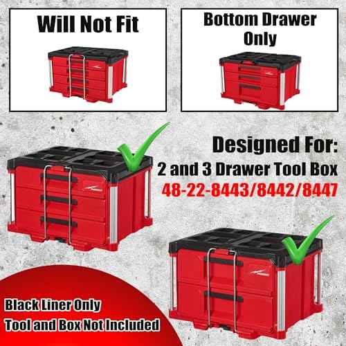Tidy Tool Insert for Milwaukee M12 Installation Drill 2505-20 ? Reversible Liner for Packout 2-Drawer, 3-Drawer & Multi-Depth Drawers ? Organizer Only